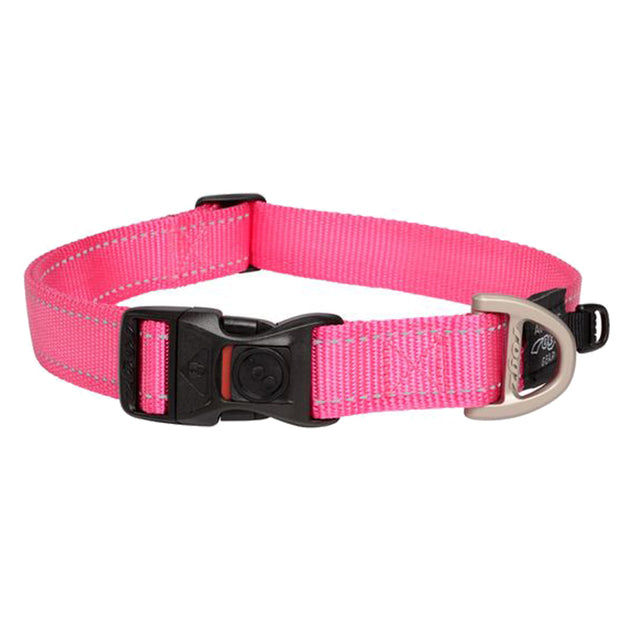Rogz Classic Collar For Dogs - Fanbelt 20mm 34-56cm Large - Pink