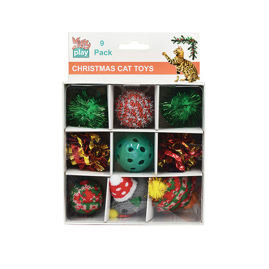 Kitty Play Christmas Gift Box Toy Set for Cats 9 Piece
