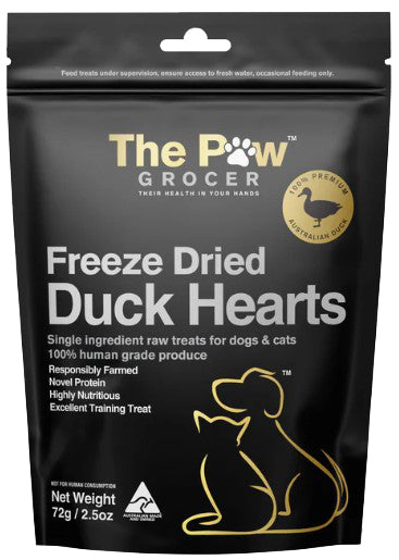 The Paw Grocer Black Label Duck Heart Freeze Dried Treats for Dogs