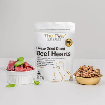 The Paw Grocer White Label Beef Hearts Freeze Dried Treats for Dogs