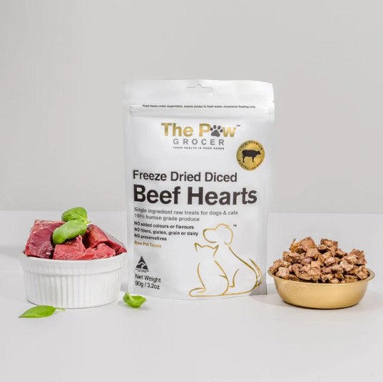 The Paw Grocer White Label Beef Hearts Freeze Dried Treats for Dogs