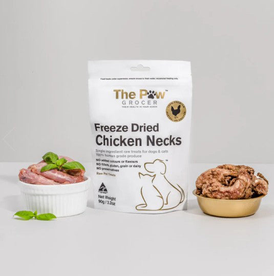 The Paw Grocer White Label Chicken Necks Freeze Dried Treats for Dogs