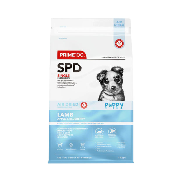 Prime100 SPD Air Dried Lamb, Apple & Blueberry for Puppies 120gm
