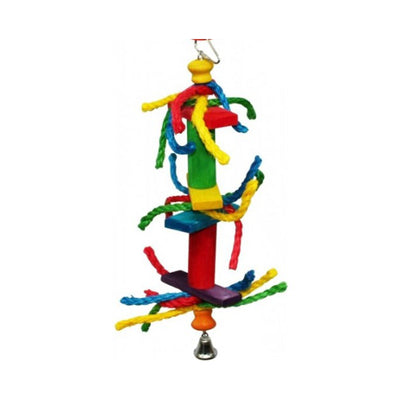 Bird Parrot Toy Hanging Wood Cylinder & Rope Toy