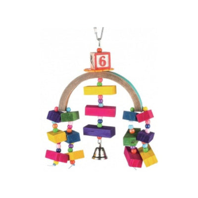 Bird Parrot Toy Hanging Wood Blocks with Curved Top 20cm