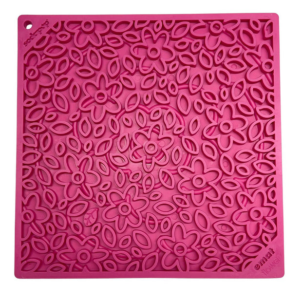 Sodapup Enrichment Mat Pink Flowers Large Slow Feeder Lick Mat for Dogs and Cats