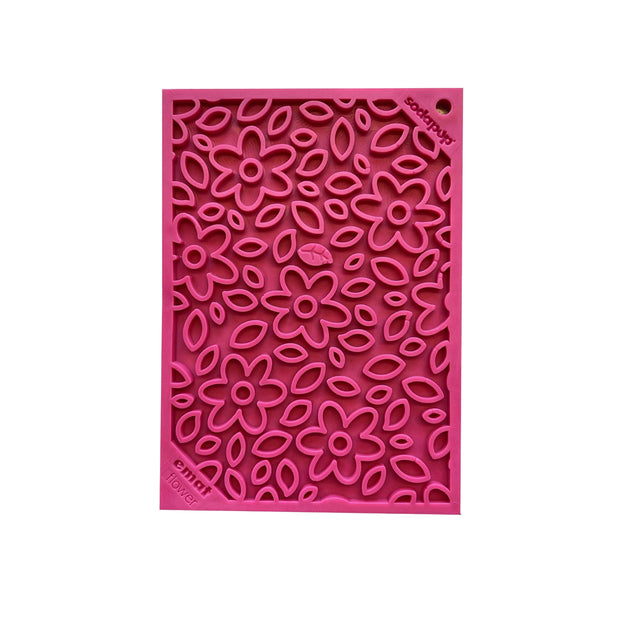 Sodapup Enrichment Mat Small Pink Flowers Slow Feeder Lick Mat for Dogs and Cats