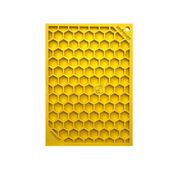 Sodapup Enrichment Mat Small Yellow Honeycombs Slow Feeder Lick Mat for Dogs and Cats