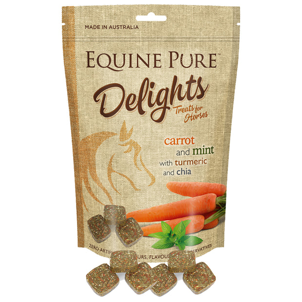 Equine Pure Delights Treats for Horses - Carrot & Mint with Turmeric & Chia 500gm