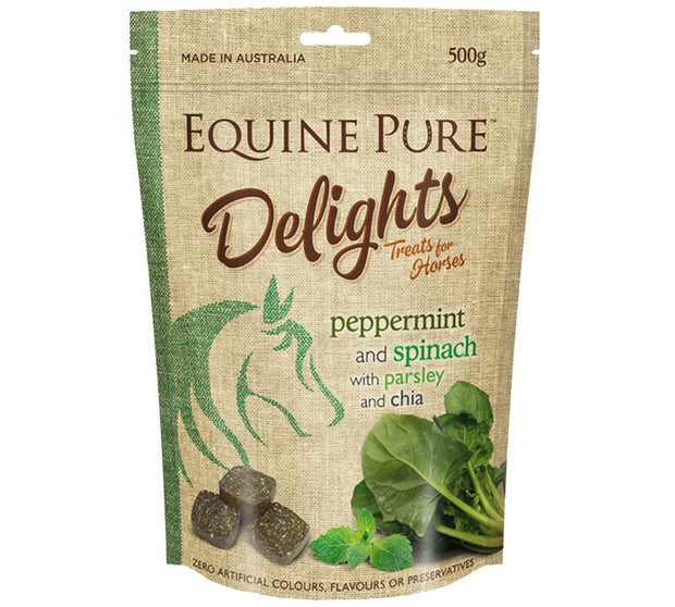 Equine Pure Delights Treats for Horses - Peppermint & Spinach with Parsley & Chia 500gm