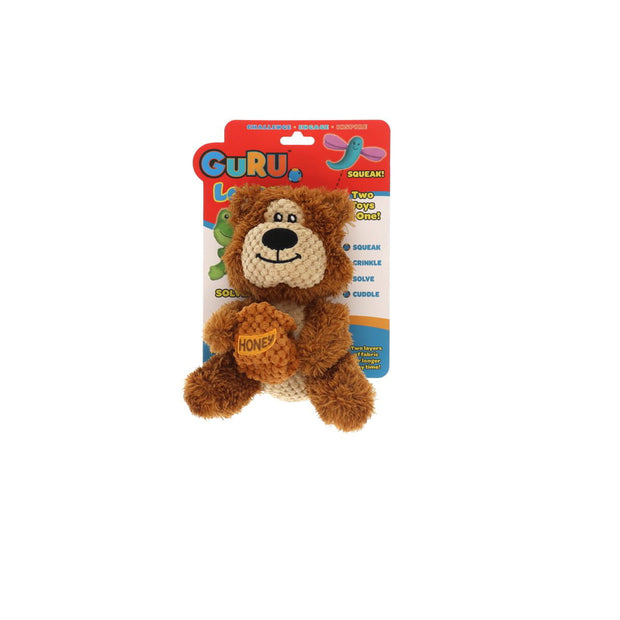 Guru Loveys 2-In-1 Soft Toys for Dogs Medium Bear with Honeypot