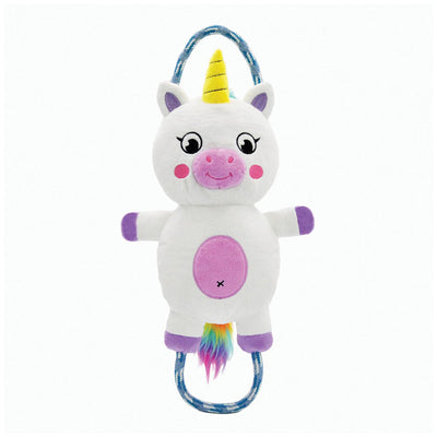 Hugsmart Fairytale Unicorn Rope Funz Toy for Dogs Puppies Tug Squeaky Plush
