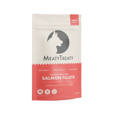 Meaty Treaty Salmon Fillets 80gm Freeze Dried Treats for Dogs & Cats