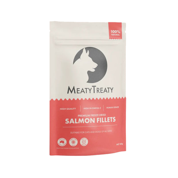 Meaty Treaty Salmon Fillets 80gm Freeze Dried Treats for Dogs & Cats