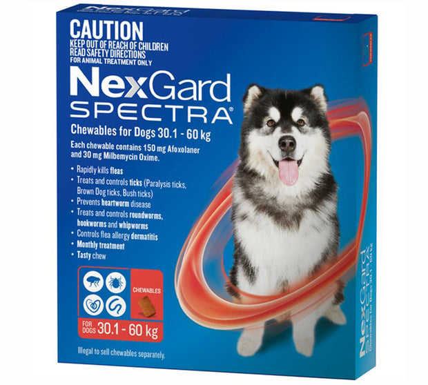 Nexgard Spectra Chewables for Dogs Red 30.1-60kg - 6 Pack