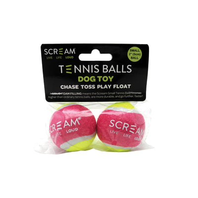Scream Tennis Balls for Small Launcher 2 Pack Loud Green/Pink
