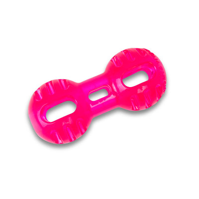 Scream Xtreme Dumbbell Treat Dispenser Toy for Dogs Small 11.5cm Loud Pink