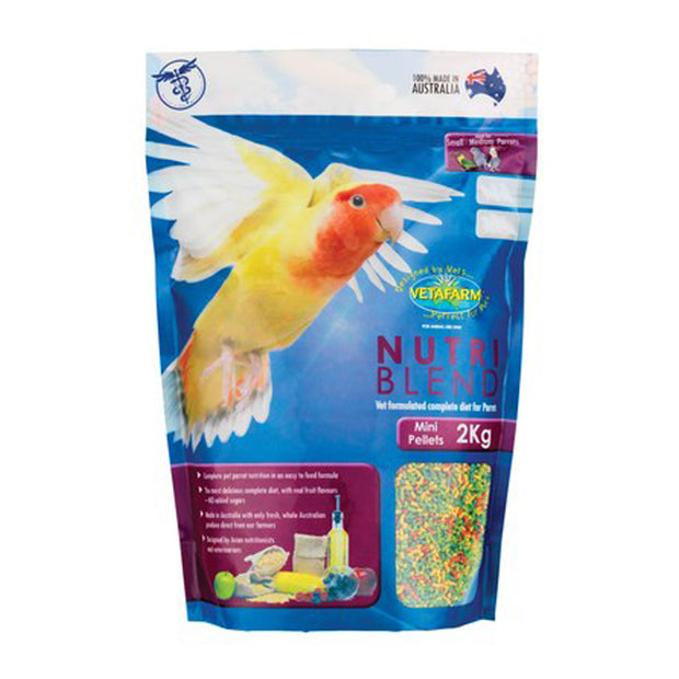 Vetafarm Nutriblend Mini Pellets 2kg - For Small to Medium Parrots Birds