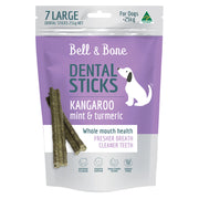 Bell & Bone Dental Sticks for Large Dogs 7 Pack - Kangaroo, Mint & Turmeric