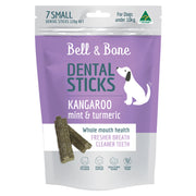Bell & Bone Dental Sticks for Small Dogs 7 Pack - Kangaroo, Mint & Turmeric