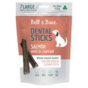 Bell & Bone Dental Sticks for Large Dogs 7 Pack - Salmon, Mint & Charcoal
